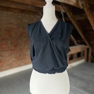 Faux Wrap Tank Top w/ Fitted Bottom in Navy, Gentle Fawn